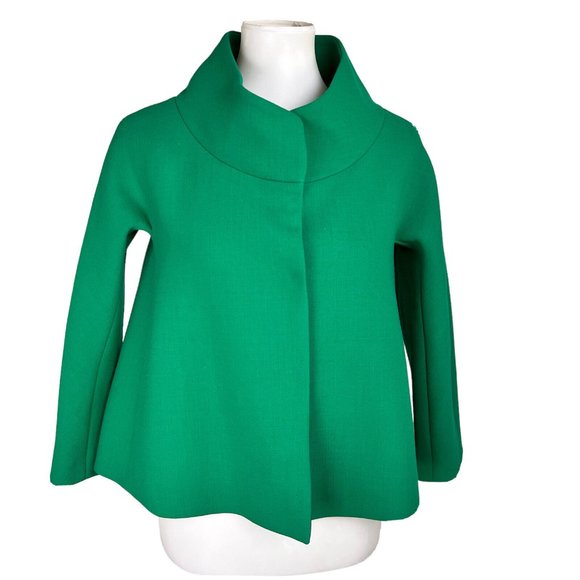 LAFAYETTE 148 NY Women Green Virgin Wool Stand Up Collar Cape